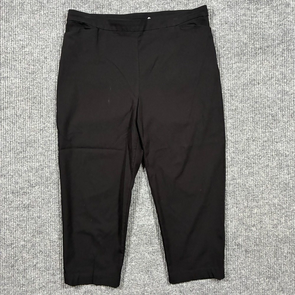 Susan Graver Womens Pants 18W Black Pull On Crop Stretch Straight Career Casual